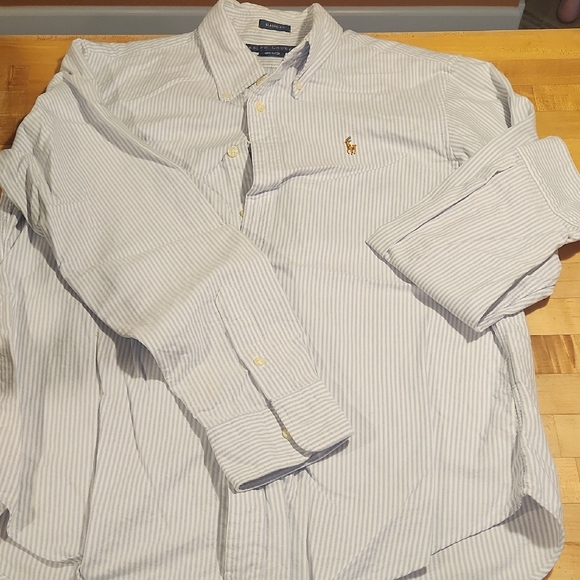 Ralph Lauren Tops - Ralph Lauren Women's Light Blue Striped Button Down Shirt Classic Fit